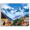 Painting Design Cultural Vibes of Nepal With Wooden Framming For Wall And Home Decoration Item. 