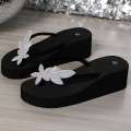 Crystal Floral Wedge Heels Flip Flops Women Summer Thick Bottom Clip Toe Sandals Woman Platform Lightweight Slides Shoes. 
