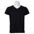 Black Solid Short Sleeved V-Neck T-Shirt For Men. 
