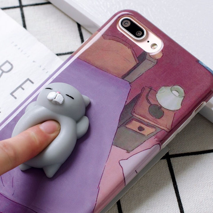 3D Squeeze Squishy Cat Case -  iPhone 7 | iPhone 8 | iPhone SE 2020 - Purple