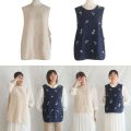 Multipurpose Round Neck Apron Vest Cotton Sleeveless Embroider Pullover Japanese Solid Color Coffee House Uniform Clothing Accessories. 