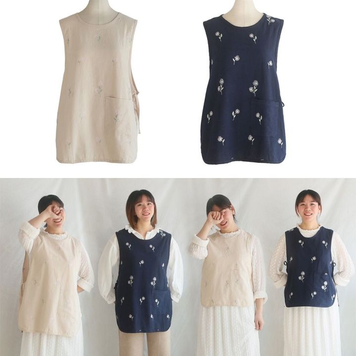 Multipurpose%20Round%20Neck%20Apron%20Vest%20Cotton%20Sleeveless%20Embroider%20Pullover%20Japanese%20Solid%20Color%20Coffee%20House%20Uniform%20Clothing%20Accessories%20-%20Image%206
