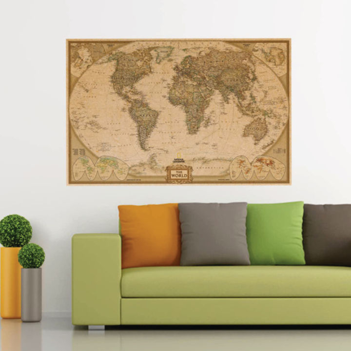 Kraft%20Paper%20National%20Geographic%20World%20Map%20Wall%20Poster%20Sticker%20Decal%20-%20Decorative%20Wall%20Art%20-%20Image%202