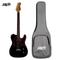 Jet Guitars JT 350 BK R SH Black Telecaster Roasted Maple Locking Tuners w/ Gigbag. 