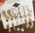 Fashion Retro Gold Earrings: 9 Pair Hoop Earring Set For Women. 