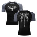 HOT Printed Compression Shirt For Men Short Sleeves Gym Rash Guard Jogging Fitness Muscle Wear Shirt Athletic Clothes Tops Summer. 