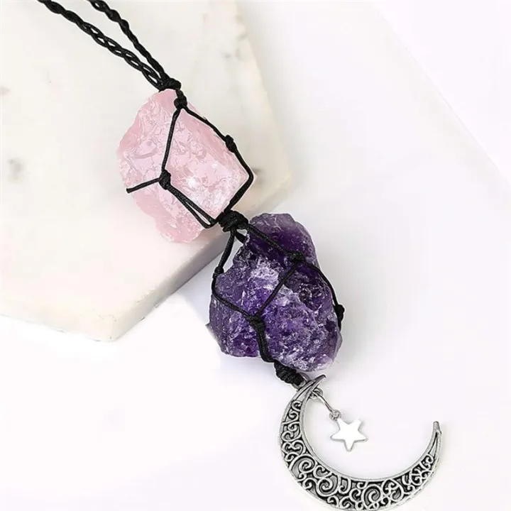 2Piece%20Hanging%20Accessories%20Rose%20Quartz%20and%20Rearview%20Mirror%20Decorations%20Dangling%20Moon%20Star%20Handmade%20Hanging%20Ornaments%20Perfect%20Gift%20-%20Image%204