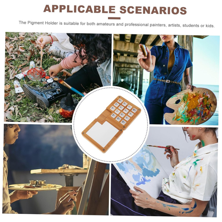 JAERBEE%202pcs%20Box%20Paint%20Box%20Wooden%20Paint%20Palette%20Paint%20Pallet%20Tray%20DIY%20Pigment%20Case%20Mini%20Watercolor%20Palette%20Watercolor%20-%20Image%207