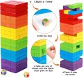 Jenga Colorful 51 Wooden Stacking & Balancing Building Blocks Tumble Tower Game Effective for Kids & Adults. 