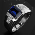 【Mega Men's Sapphire Diamond Green Tapered Crystal Trendy Men's Aggressive Adjustable Ring. 