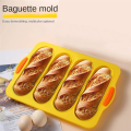 4-Slot French Cake Mold French DIY Small Bread Mold Non-Stick Easy-to-Release Baking Tray Pink. 