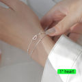 Silver Double Layers Love Heart Bracelets For Women Girls Elegant Birthday MNP. 