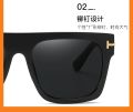 Korean Trendy classic Unique Design Viral Tiktok Flat Black rimless Square Sunglasses For Men. 