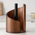 Storage Stand Large Capacity Wooden Paper Towel Holder Freestanding Base Countertop Design Freestanding Paper Roll Holder Ornament Storage Wooden Roll Paper Storage Rack Desktop. 