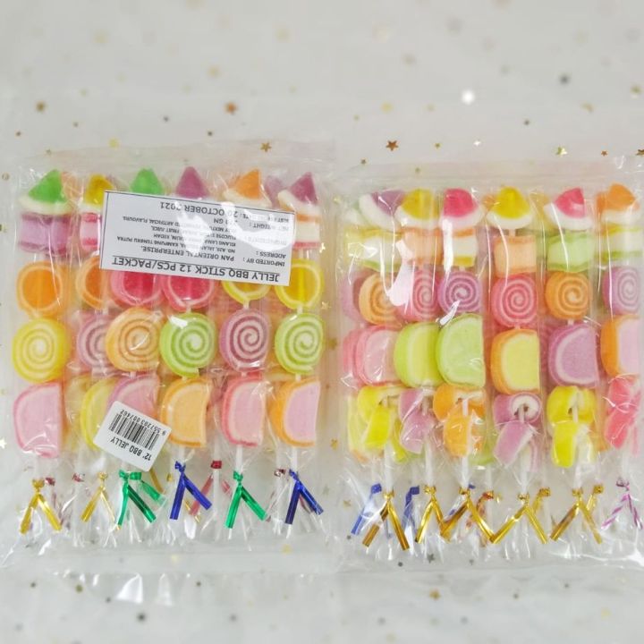 Assorted Flavor Bar B Q jelly stick Candy 12 pcs set