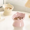 Food Dispenser Ceramic Cat Slow Food Bowl Cute Slanted Mouth Dog Feeding Basin Anti Tipping Creative Pet Drinking Feeder Kitten Puppy. 