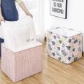 100L Capacity Cube Durable Quality Cotton Linen with PE Waterproof Coating Coating Laundry Basket Bag with Handles and Cover. 