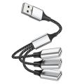 1 PCS USB to USB 2.0 Triple USB Port HUB OTG Adapter Cable USB Extension Splitter USB A to 3 USB. 