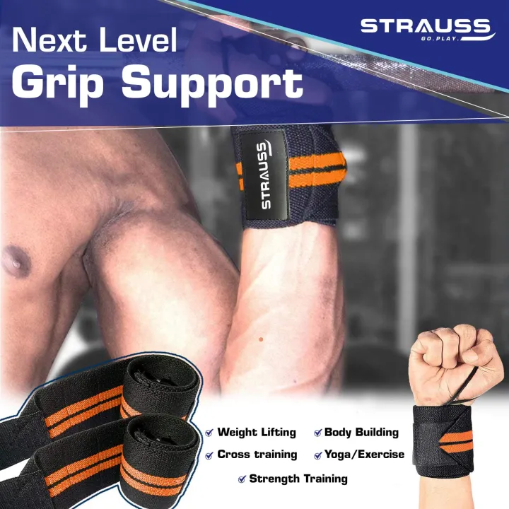 STRAUSS%20Cotton%20Wrist%20Wrap%20Band%20with%20Thumb%20Loop%20Straps%20&%20Closures%20%7C%20Adjustable%20&%20Breathable%20Material%20%7C%20Gym%20Accessories%20for%20Weightlifting,%20Workouts%20&%20Strength%20Training%20%7C%20Powerful%20Velcro%20(Black%20&%20Orange)%20-%20Image%205