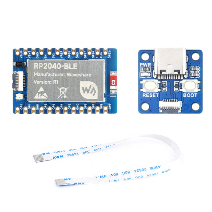 RP2040-BLE Microcontroller Development Board+Adapter Board Blue PCB FPC 8PIN Port Multi-Function GPIO Pin