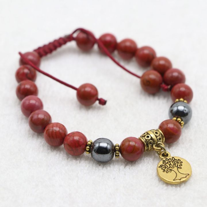 Red%20Jasper%20Stone%20Wrist%20Mala%20Bracelet%20with%20Hematite%20and%20Tibetan%20Mantra,%20Root%20Chakra%20Healing%20and%20Energy%20Balance%20-%20Image%202