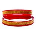 24K Gold Plated Red Pola Bangles Set of 2 Elegant and Durable Jewelry. 