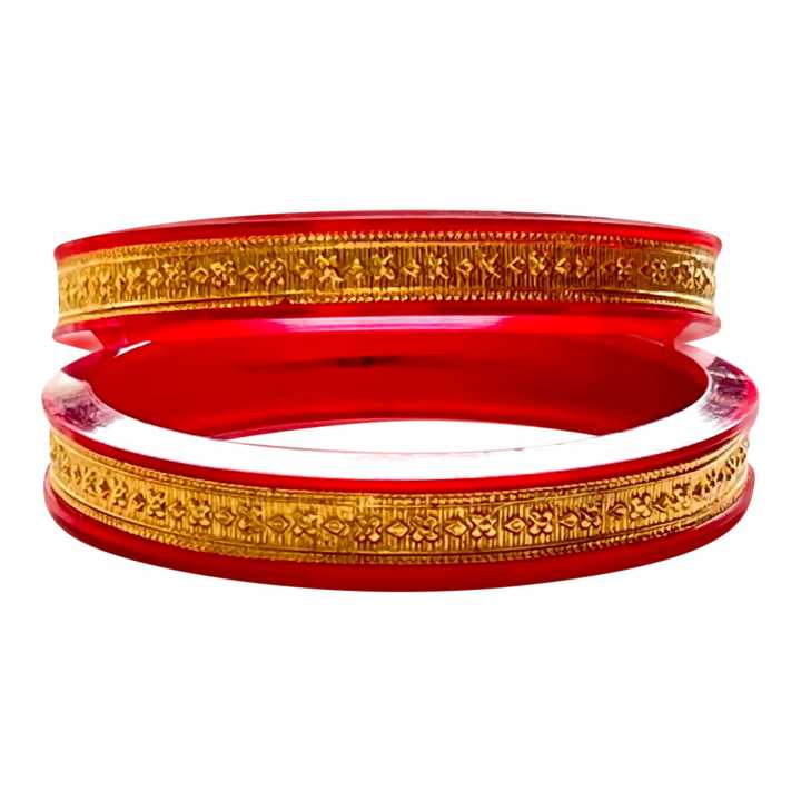 24K Gold Plated Red Pola Bangles Set of 2 Elegant and Durable Jewelry