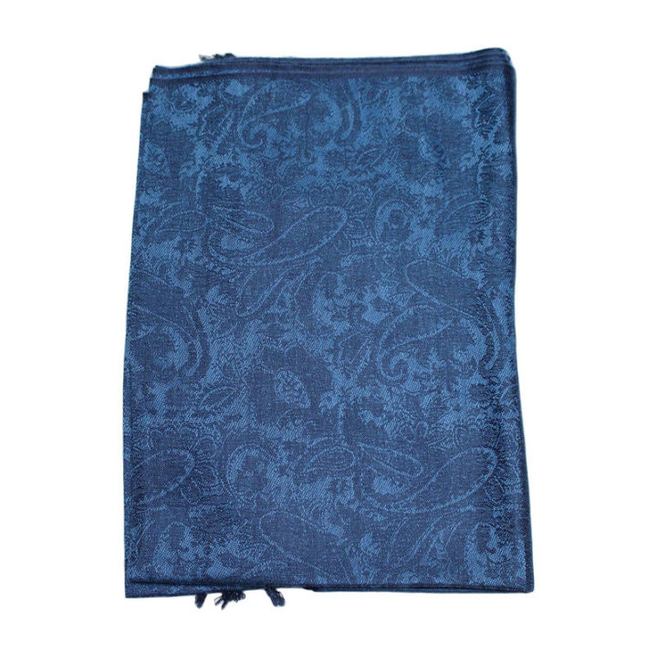 Blue Pashmina Leaf Design Shawl For Women 28x80"