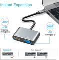 USB TYPE C to HDMI VGA Adapter With 4K HDMI, 1080P VGA For MacBook / MacBook Pro / Air, Chromebook Pixel , Lenovo Yoga, Dell XPS 13 And More. 