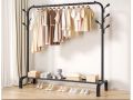 Coat hanger Rack hall Shelves With Heavy Duty Full Body Iron steel Hooks/ Double/ Single Pole Clothe Hanger Stand With Shoe Rack. 