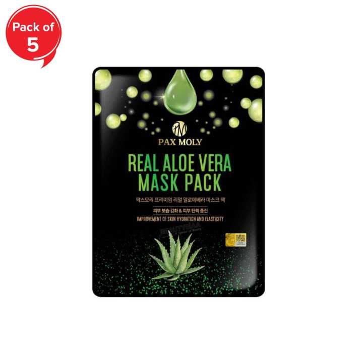 Pax Moly Real Aloe Vera Face Sheet Mask (Pack Of 5)