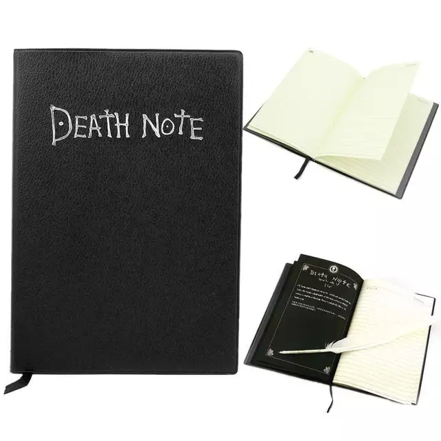 Death Note Notebook With Feather Pen | Soft Rubber Cover Death Note Printed Notebook With Feather Pen