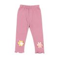 Baby Girl Flower Print Ruffled Pink Leggings. 