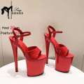 20CM 17 15cm Super High Heeled Nightclub Thin Heels Womens Platform Sandals Ankle Buckle Pole Dancing Shoes Plus Size. 