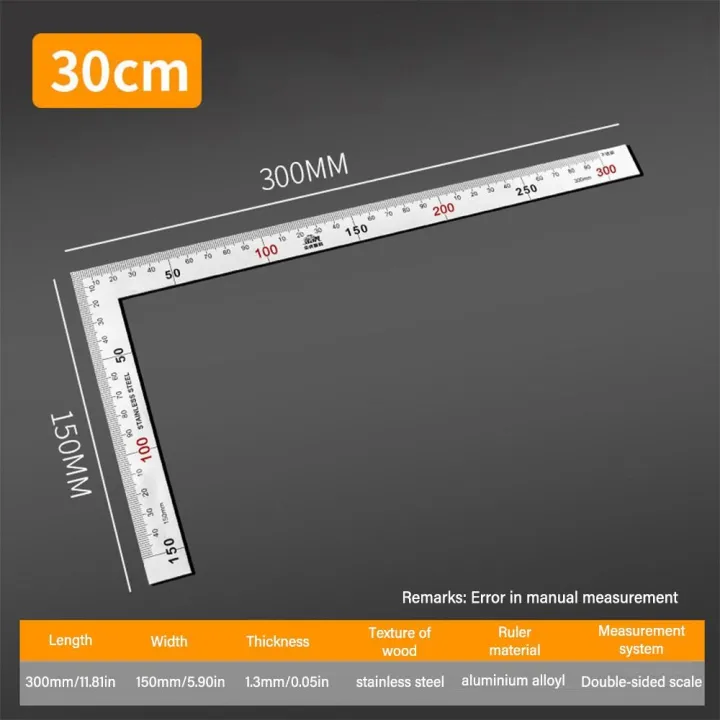 Professional%20Double%20Sided%20Scale%20Angle%20Square%20Ruler%20Measuring%20Tool%2030/50CM%20Right%20Angle%20Gauge%20Stainless%20Steel%2090%20Degree%20Turning%20Ruler%20Woodworking%20-%20Image%207