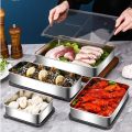 New 304 Stainless Steel Fresh Keeping Metal Box Multi-function with Lid Kitchen Food Storage Large Capacity Multiple Specifications Seal Metal Box. 