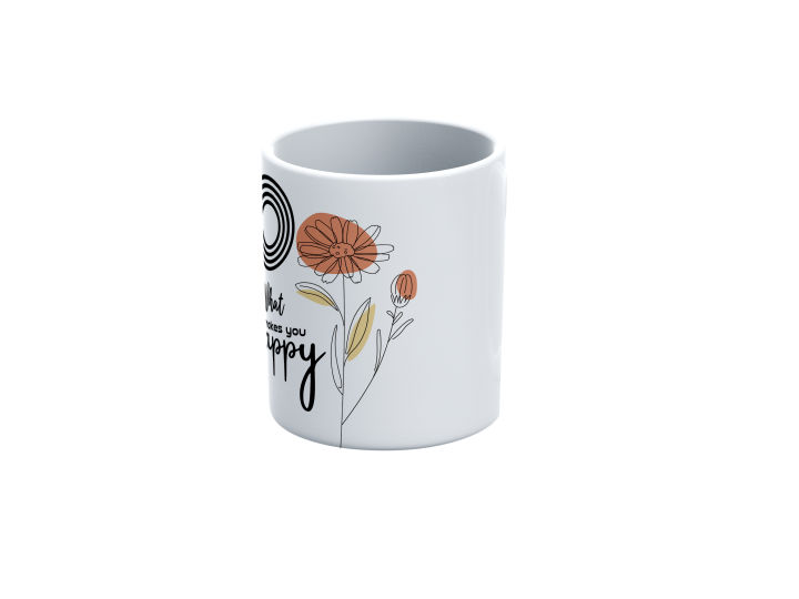 "Do What Makes You Happy" Aesthetic Floral Printed Ceramic Mug