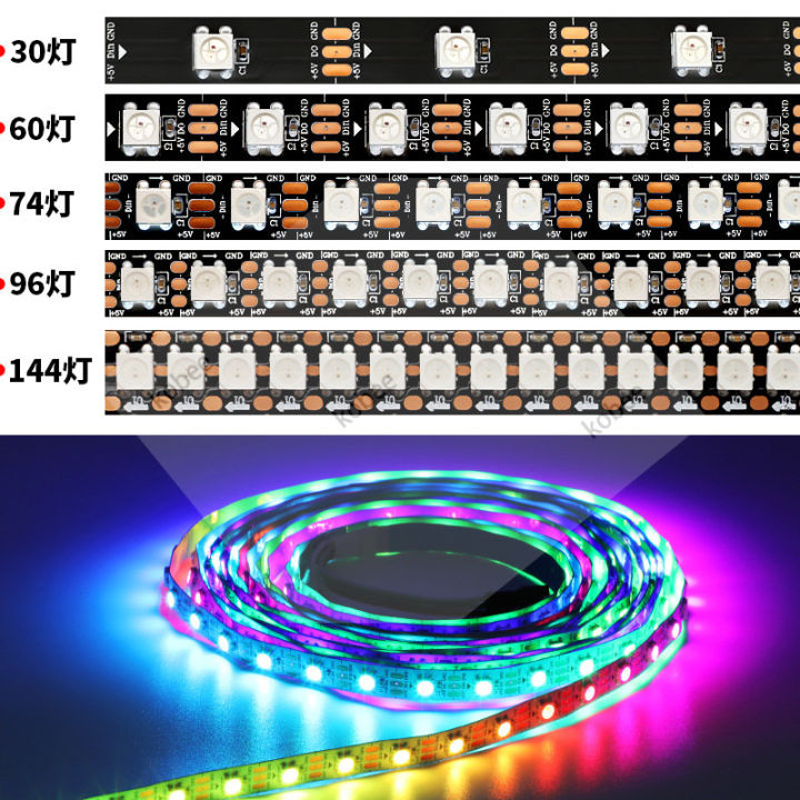 Strip light: M/LEDS144Pixel/74/strip light, LEDRGB addressing WS2812BWS2812 digital, flexible, individual pixel LED strip, 30/60/96/5V