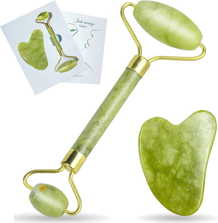 Jade%20Roller%20And%20Gua%20Sha%20Set%20For%20Beautiful%20Skin%20Detox%20-%20Facial%20Body%20Eyes%20Neck%20Massager%20Tool%20Reduce%20Wrinkles%20Aging%20-%20Original%20Natural%20Jade%20Stone%20-%20Image%202
