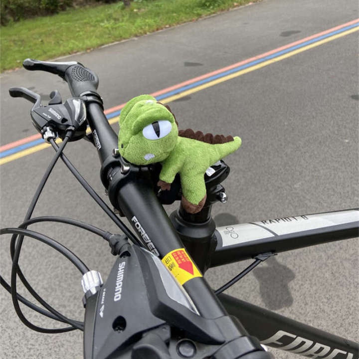 Little Dinosaur Lying Panda Plush Toy Bicycle Decoration Doll Mountain Bike Pendant Velcro Handlebar Frame Accessories