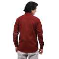 Maroon Color Premium Cotton Full Sleeves Solid Casual Shirt For Men. 