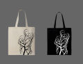 Tree of Life Printed Cotton Tote Bag – Minimalist Nature Design Printed Tote Bag | Black, White. 