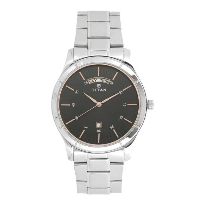 Titan Workwear Black Dial Analog With Day And Date Stainless Steel ...
