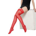 Red Lace Bridal Thigh High Stockings for Women, Breathable Nylon, Comfortable Fit, Suitable for Parties and Special Occasions. 