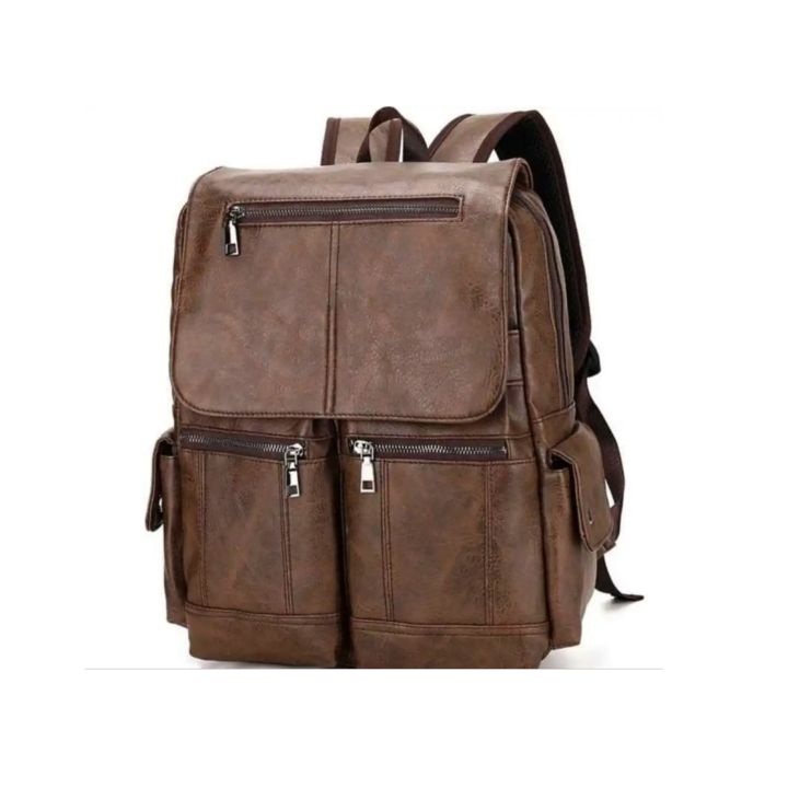 Leather Double pocket bagpack