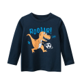 Baby Boy Dino Print Solid Color Long Sleeve Tee. 