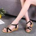 Sandals Women's 2023 Summer New Korean Style Open Toe Beaded Women's Sandals Bohemian Wedge Fish Peep Foreign Trade Casual. 
