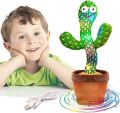 Rechargeable Tiktok Dancing Cactus Toy 120 Songs Bluetooth Speaker Singing Plush Wiggling Ornament kaktus In-Built Battery. 