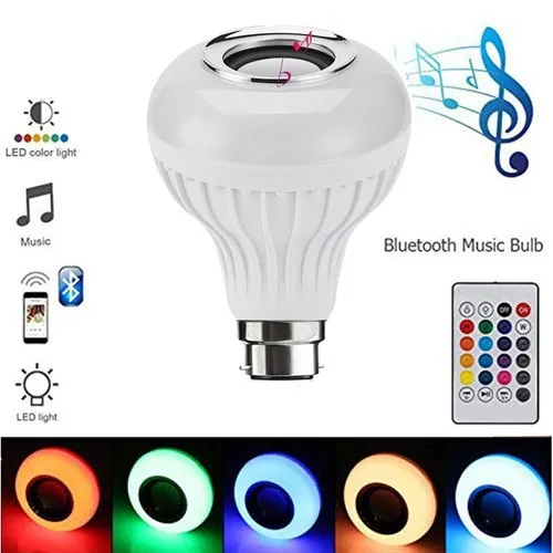LED RGB Bluetooth Speaker Bulb Wireless 12W Power Music Playing Light ...