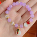 【Mega Sale】New White Jade Pendant Female Gift Student Jewelry Candy Crystal Glass Bead Bracelet. 